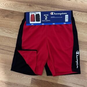 Champion 2 pack Boys' 1-Red and 1-Black Shorts Pack 10/12